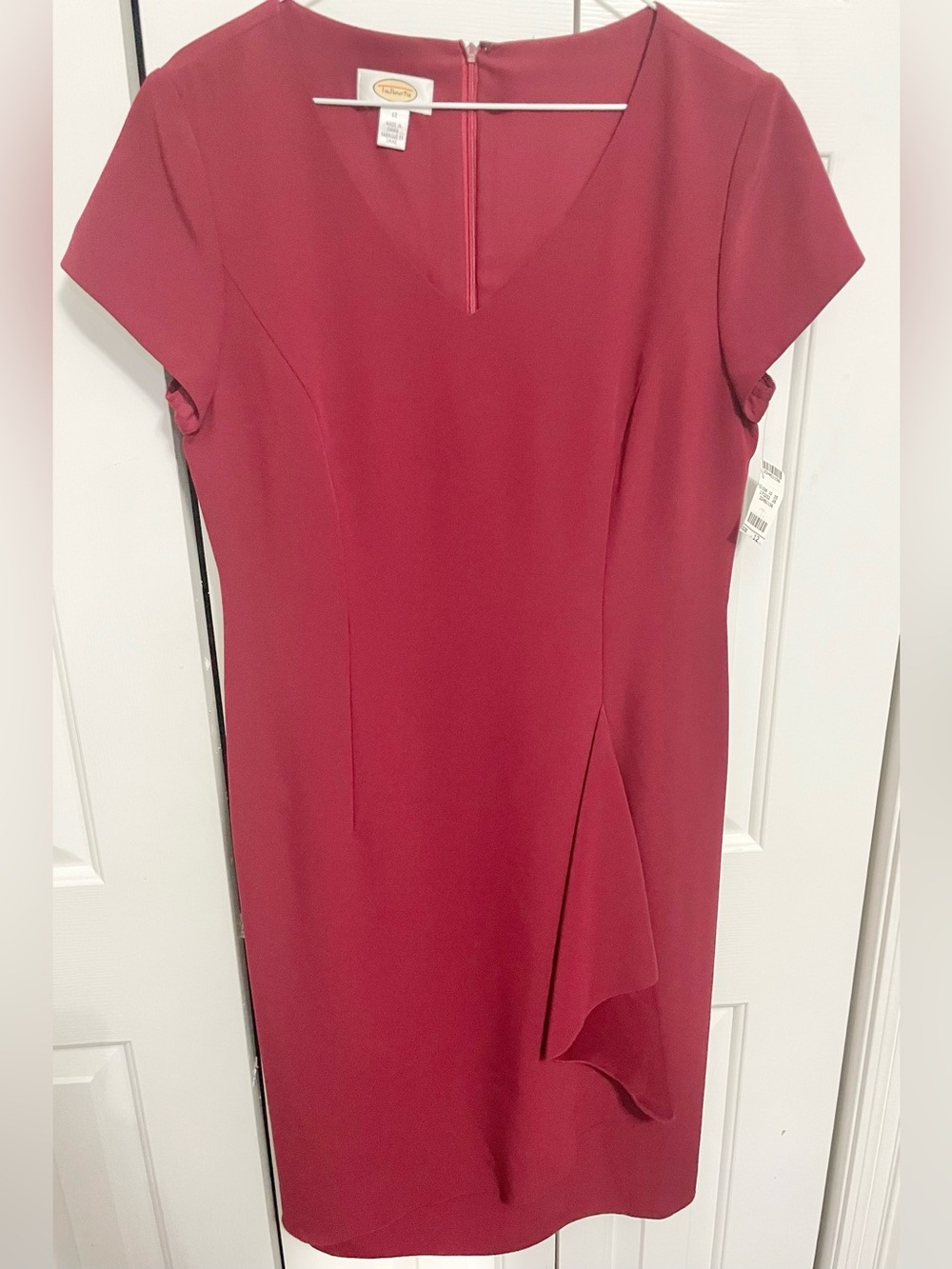 Talbots Women's Berry Red V-Neck Midi Sheath Dress